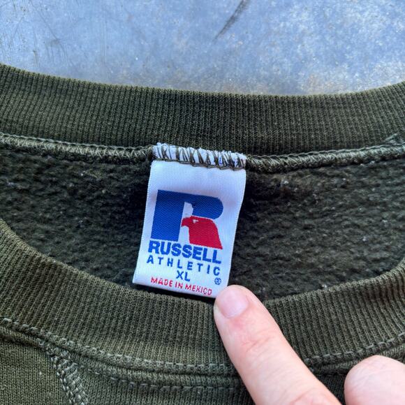 Vintage 90s Y2K Boxy Green Russell Sweatshirt - Picture 2 of 4